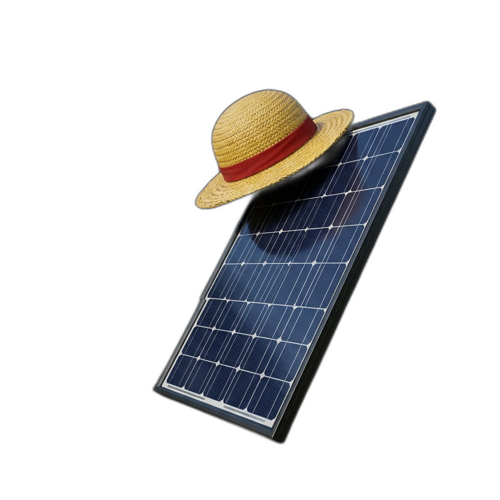Panel Solar Inclinado con Sombrero de Paja de Luffy